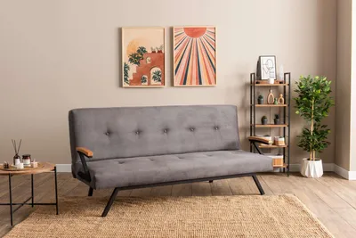 Produktbild von Hanah Home, Zven - Grey, 3-Sitzer-Schlafsofa, Grau, 100% POLYESTER, 78 x 64 x 180 cm