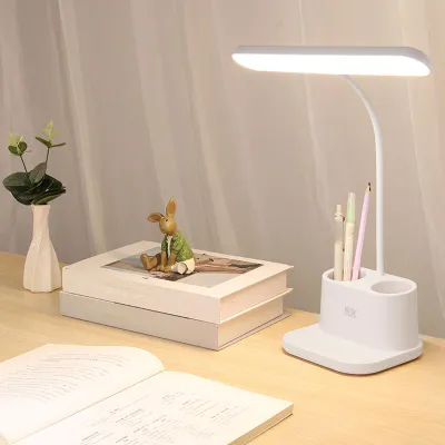 Obrázek produktu pro Dobíjecí malá stolní lampa bezdrátová přenosná LED mini stolní světlo na husím krku 3 barevná světla s držákem na pero pro kolejní pokoj CY-8051E
