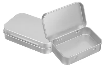 2 Metall-Dosen 95x60x20 mm, luftdicht, silber, Aufbewahrung