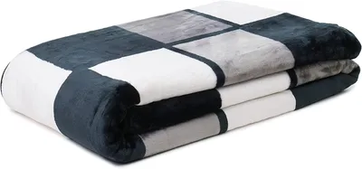 Produktbild von Kuscheldecke 100% Polyester Karo-Motiv "Antigua" 150 x 200 cm - Anthrazit/Schwarz/Weiß (91)