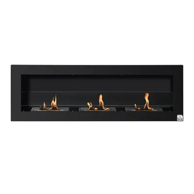Image de HOMCOM Cheminée bioéthanol Murale encastrable 3 brûleurs 3 L au total, environ 3 h de durée de combustion, dims. 120L x 15l x 40H cm, acier inox noir