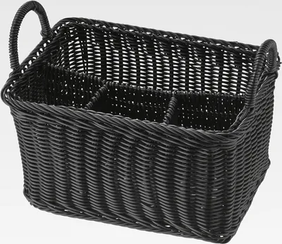Produktbild von Besteckkorb "" mit 4 Fächern, bruchsicherer Besteckbehälter, Besteckkasten, Besteckbehältnis, Schwarz, 18 x 26 cm, Höhe 15 cm