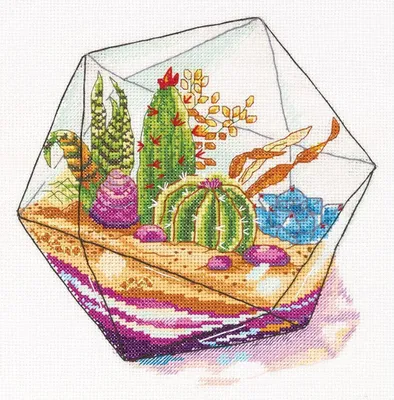 Obrázek produktu pro Sada křížkového vyšívání "Florarium" 20x20,5 cm, počítaný vzor