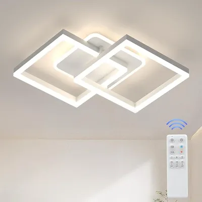 Obrázek produktu pro Moderní geometrická stropní lampa do obývacího pokoje, 40W, s dálkovým ovládáním, plynulá regulace jasu, 3000-6500K, kovové stropní svítidlo vhodné do obývacího pokoje nebo ložnice, bílá barva