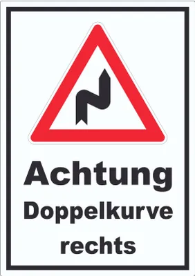 Produktbild von Aufkleber Achtung Doppelkurve rechts A9 (37x52mm)