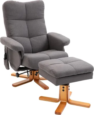 Produktbild von Relaxsessel mit Hocker 360¡ã drehbar, Massagesessel mit Liegefunktion, Dunkelgrau