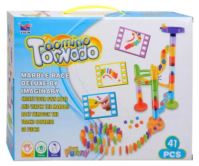 Produktbild von Kugelbahn Spielzeug Kugelbahn mit Domino 41-teilig Karton