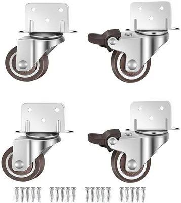 Obrázek produktu pro Otočná kolečka 38 mm s brzdou, L-deska, pro nábytek, černá