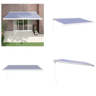 Obrázek produktu pro vidaXL Markýza zatahovací modrobílá 4x3 m látka a hliník - Markýzy - Markýzy - Markýzy zatahovací - Markýzy zatahovací