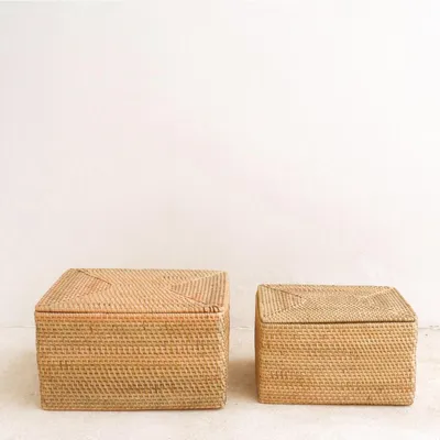 Produktbild von Soeji Aufbewahrungskorb mit Deckel aus Rattan, Größe S
