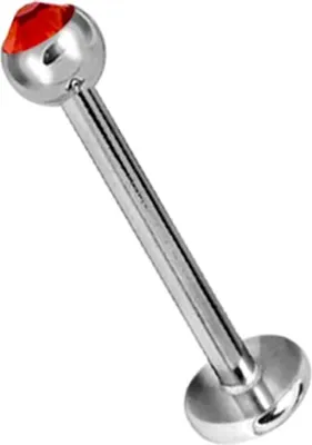 Produktbild von Labret Lippen Ohr Piercing Edelstahl 316L Kristall Kugel Flachschliff mit Kristall Elements Größe 2,5mm Stärke 1,2mm - Farbe - 8.0 Millimeter