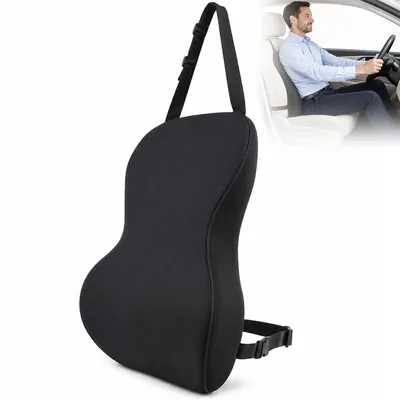 Produktbild von Lendenkissen Auto Memory Foam, ergonomische Rückenstütze für Autositz, Lordosenstütze mit Befestigungsband, für Büro Stuhl und Reisen