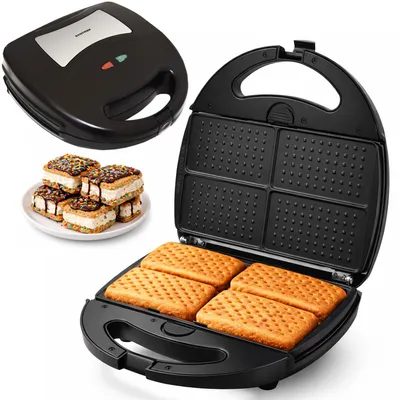 Produktbild von Syntrox Germany Mini Waffeleisen Masto 1300W Wechselplatten schwarz
