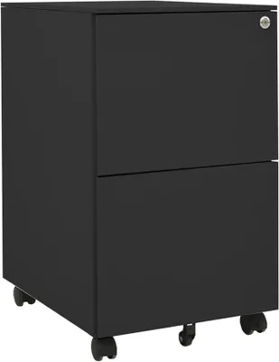 Immagine prodotto di Armadio per archivio con ruote, mobiletto per ufficio, cassettiera, armadio in acciaio, mobiletto multifunzione, mobiletto con ruote, armadio in metallo, con 2 cassetti e serrature, colore antracite, dimensioni 39x45x67 cm, in acciaio