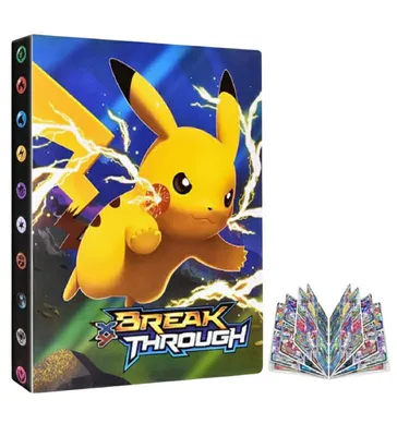 Produktbild von Sammelalbum Sammelheft für Pokemon Karten, Sammelkarten Album Pikachu gelb, Karten Halter Ordner, 4 Taschen 30 Seiten 240 Karten Kapazität, Geschenke