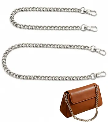 Taschenkette 2er-Set 40+60 cm, Metall, Silber, für Handtaschen