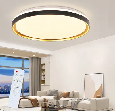 Produktbild von ZMH LED Deckenleuchte Schwarz Deckenlampe Dimmbar mit Fernbedienung - Ø40cm Rund Wohnzimmerlampe für Küche Esszimmer