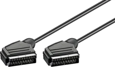 Image de Goobay 11762 Câble de connexion péritel, nickelé, ø 7 mm, 0.6 m, noir - prise péritel (21 broches) > prise péritel (21 broches)