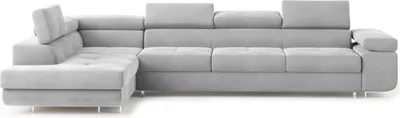 Produktbild von Masseno Ecksofa VICENTE mit Schlaffunktion L-Form, Sofa mit Bettkasten, Wohnzimmersofa, Couch, Soffa, Bettsofa, Couchgarnitur- Hellgrau, MONOLITH 84