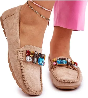 Produktbild von Damen Wildleder Loafer mit Kristallen Beige Lucille 37