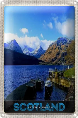 Produktbild von Blechschild Reise 20x30cm Schottland Insel Gebirge See Schild