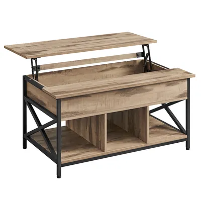 A lift-top coffee table with storage.