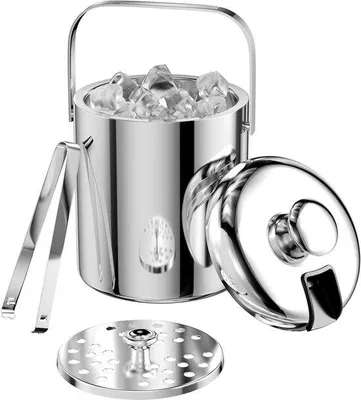 Immagine prodotto di Contenitore per ghiaccio in acciaio inossidabile con coperchio, pinze e colino, 13 L, cocktail bar