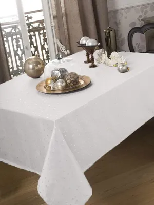 Tischdecke aus Polyester, Weiß, 150 x 250 cm, rechteckig