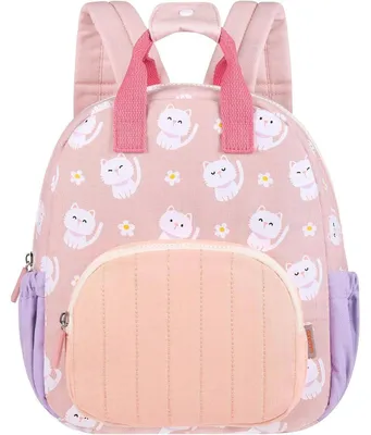 Productafbeelding van Rugzak voor kinderen, 30 cm, mini-model, geschikt voor meisjes en jongens, dagrugzak, kleur roze, met kattenprint