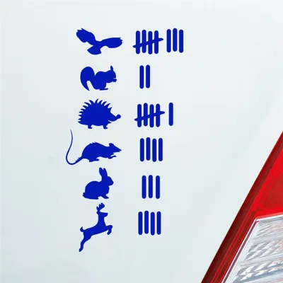 Produktbild von Auto Aufkleber Strichliste Liste Tuning Tiere Animal 15x8 cm Dunkelblau Sticker Heckscheibenaufkleber