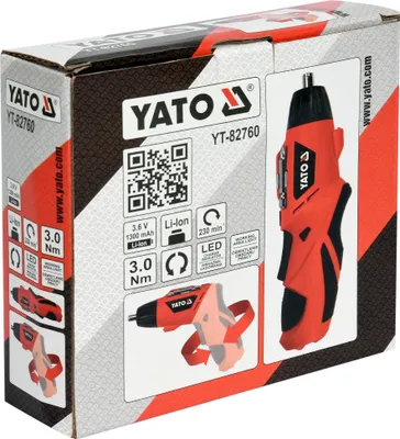 Zdjęcie produktu dla Yato YT-82760, Śrubokręt, Uchwyt pistoletowy, 1/4", Czarny, Pomarańczowy, IPX0, 230 RPM