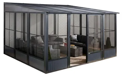 Produktbild von Sojag Mural 1013 Metall Anbaupavillon mit Seitenteilen 3x4 m