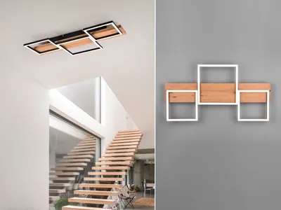 Produktbild von LED-Deckenleuchte - Braun - Schwarz - Holz - Metall - B 65 cm - dimmbar