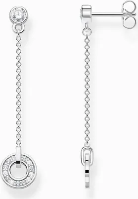 Image de Boucles d'oreilles rondes avec pierres blanches, argent