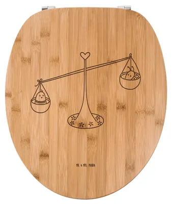Produktbild von Mr. & Mrs. Panda Bambus Klodeckel Sternzeichen Waage - Transparent - Geschenk, Marienkäfer, WC-Brille, Toilettendeckel, WC Brille, Sitz, Biene, Gleichgewicht, Hummel