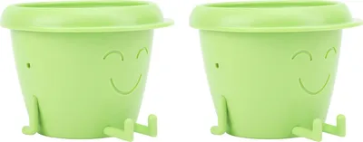 Obrázok produktu pre Rovná noha Malý sukulentný kvetináč s drenážou Roztomilý plastový zábavný kvetináč pre izbové rastliny Kaktus zelený