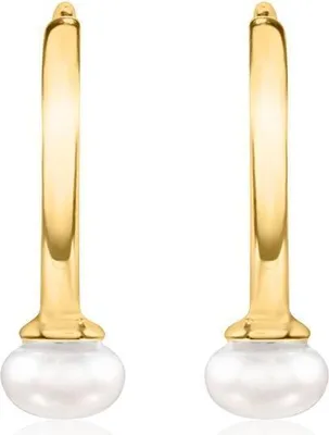 Produktbild von Damen Creolen von Unique aus vergoldetem 925er Silber mit Perlen