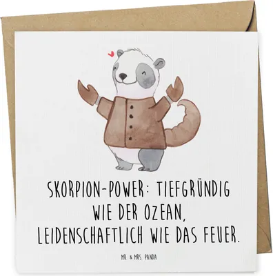 Produktbild von Mr. & Mrs. Panda doppelkarte Skorpion Astrologie - Weiß - Geschenk, Sternzeichen, anlasskarte, Glückwunschkarte, Klappkarte, Geburtstagsgeschenk, Grußkarte, faltkarte