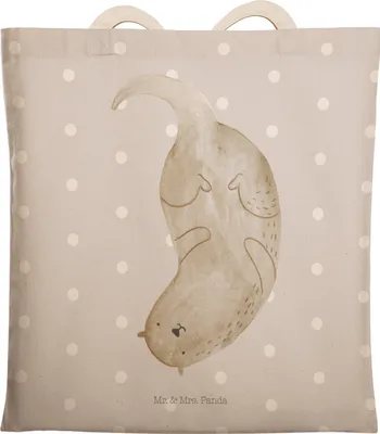 Produktbild von Mr. & Mrs. Panda Tote Bag Otter Kopfüber - Grau Pastell - Geschenk, Seeotter, shopping, See, Beutel, Tasche, Einkaufstasche, Niedlich, Süß, Tragetasche