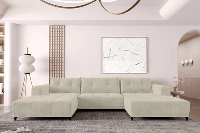 Produktbild von 99rooms Massimo Wohnlandschaft Cordstoff POSO Graphit mit Schlaffunktion