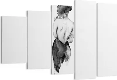 Produktbild von Bild auf Leinwand - Leinwandbild - 5 Teile - Aquarell Frau Nacktheit - 150x100cm - Wand Bild - Wanddeko - Wandbilder - Leinwanddruck - Bilder - Wanddekoration - Leinwand bilder - EG150x100-4721