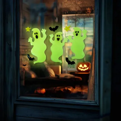 Produktbild von Halloween-Fensterdekoration, die im Dunkeln leuchtet