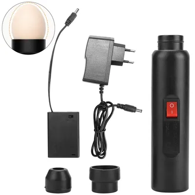 Produktbild von LED Eier-Schierlampe Ei Tester für Brut Eier, Ei Candling Lampe mit 2 Gummiaufsätzen, Eierdurchleuchter, für Hühner Enten Wachteleier