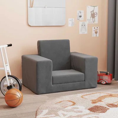 Imagen del producto de Maison Exclusive: Sofá cama para niños, color antracita, con suave tejido de felpa