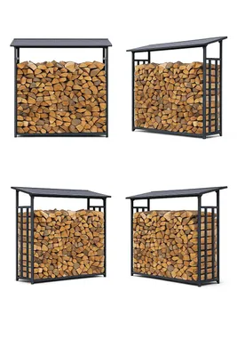 Produktbild von qteck XXL Metall Kaminholzregal Anthrazit 185 x 70 x 175(vorne)/194(hinten) cm Garten Kaminholz