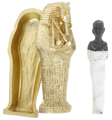 Mumien-Sarg aus Harz, antik, 9,5 cm, Gold, Dekoration
