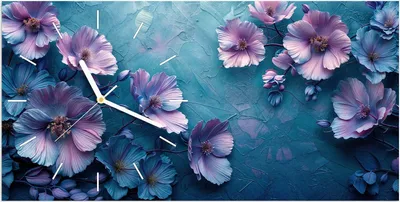 Produktbild von Wanduhr aus Glas mit Motiv Blumenmuster- 60 x 30 cm - inkl. Aufhängesystem