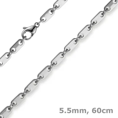 Produktbild von 5,5mm Plattenkette Kette Collier aus 585 Gold Weißgold massiv 60cm Herren