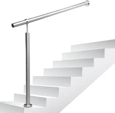 Produktbild von Clanmacy Edelstahl Handlauf Geländer Eingangsgeländer Aufmontage Wandhandlauf pflegeleicht Treppengeländer für Innen/Außen 160cm