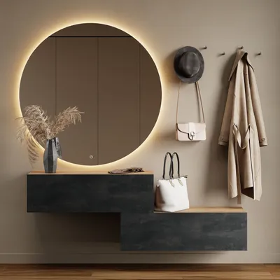 Produktbild von Planetmöbel Flur Möbel Garderobe Hängeschrank 2x 100 cm gold eiche / schwarz charcoal, Wandgarderobe hängend oder stehend